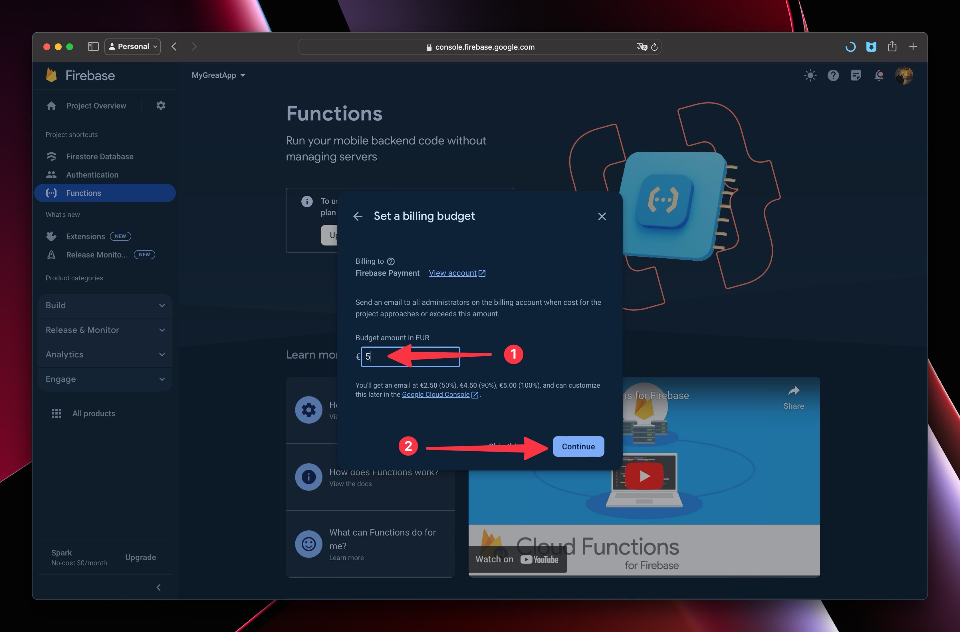 Firebase Functions Budget