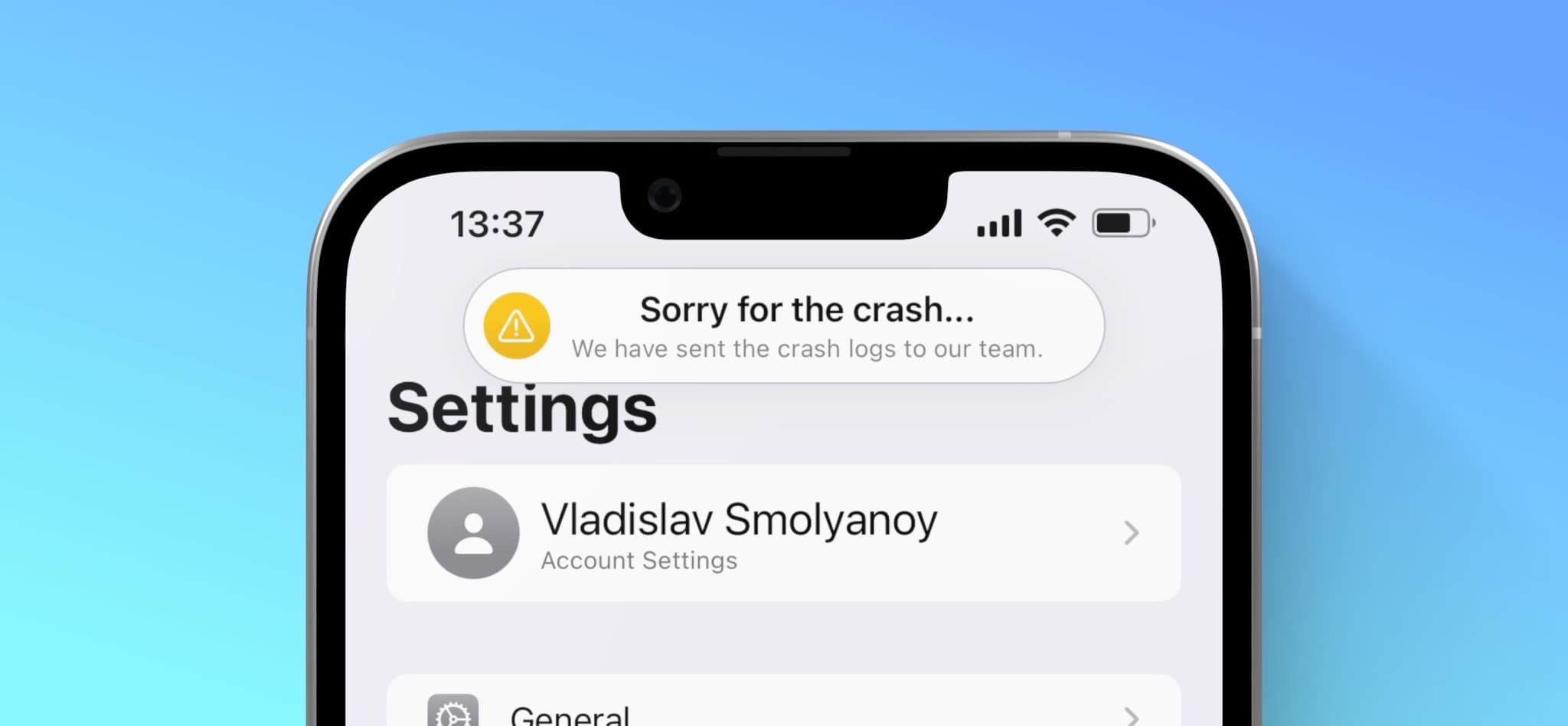 App Crash Notif