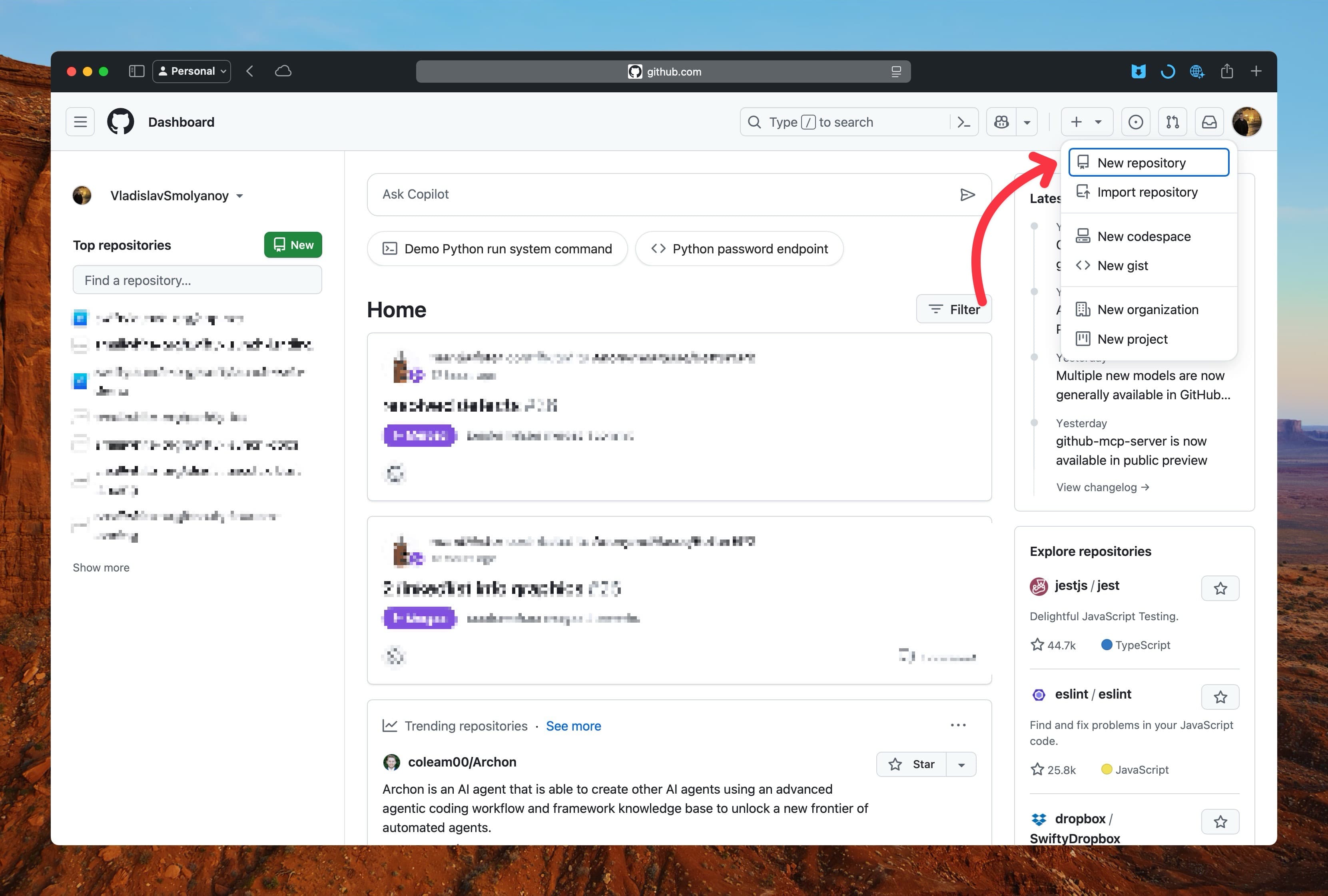GitHub - New Repository Step 1