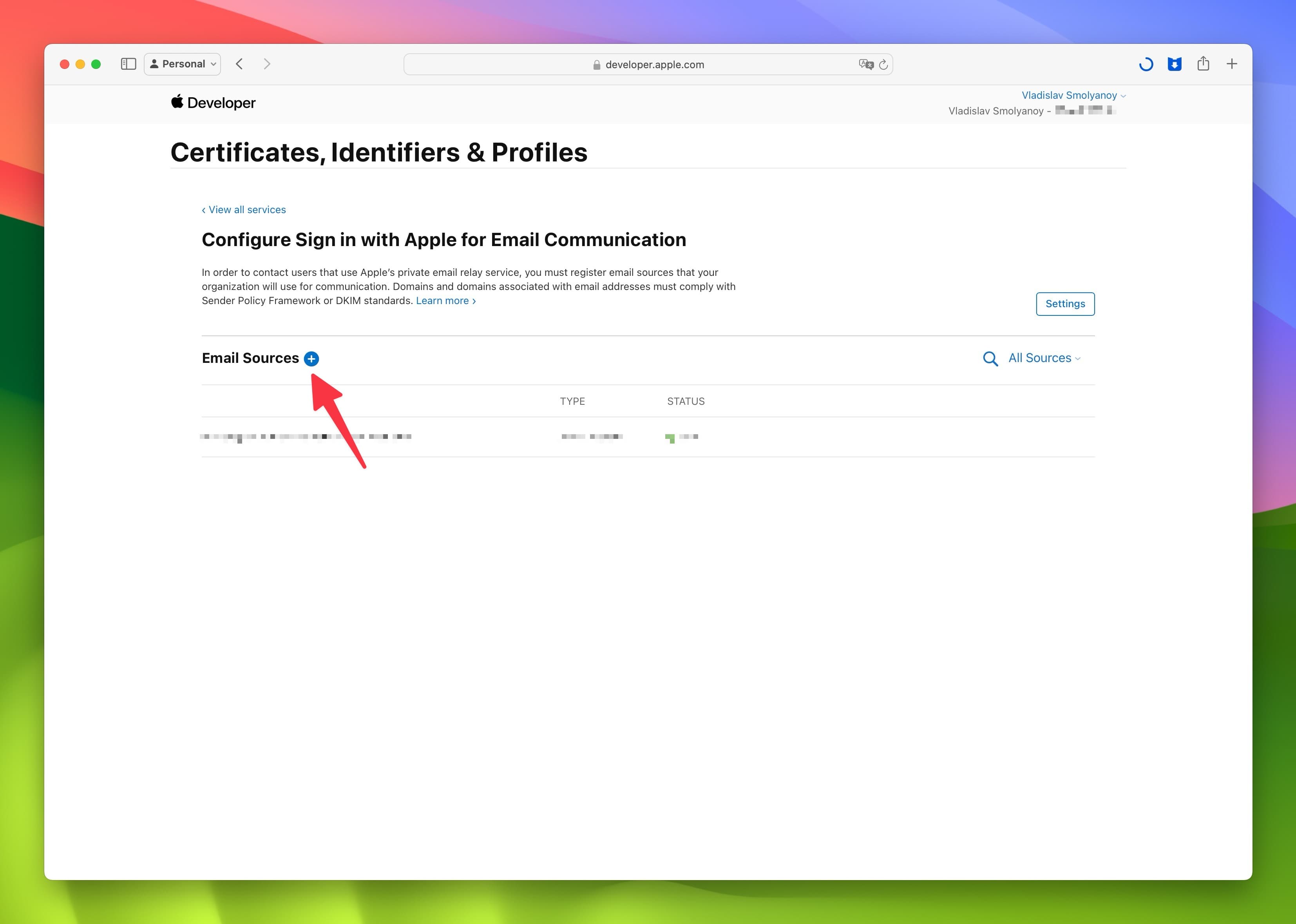 Apple Developer Email Sources List Section