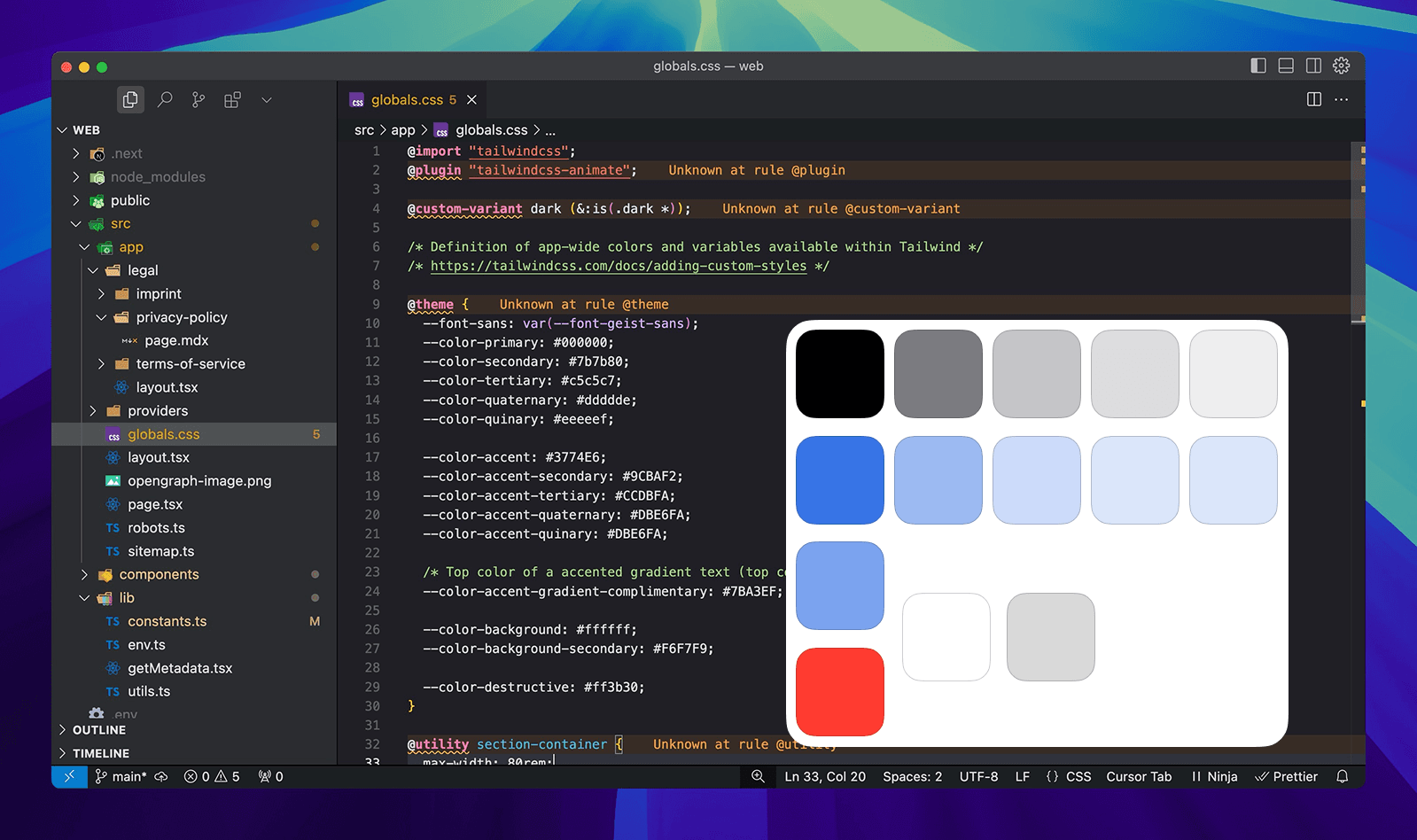 SwiftyLaunch for Web - Styling - Default Variables