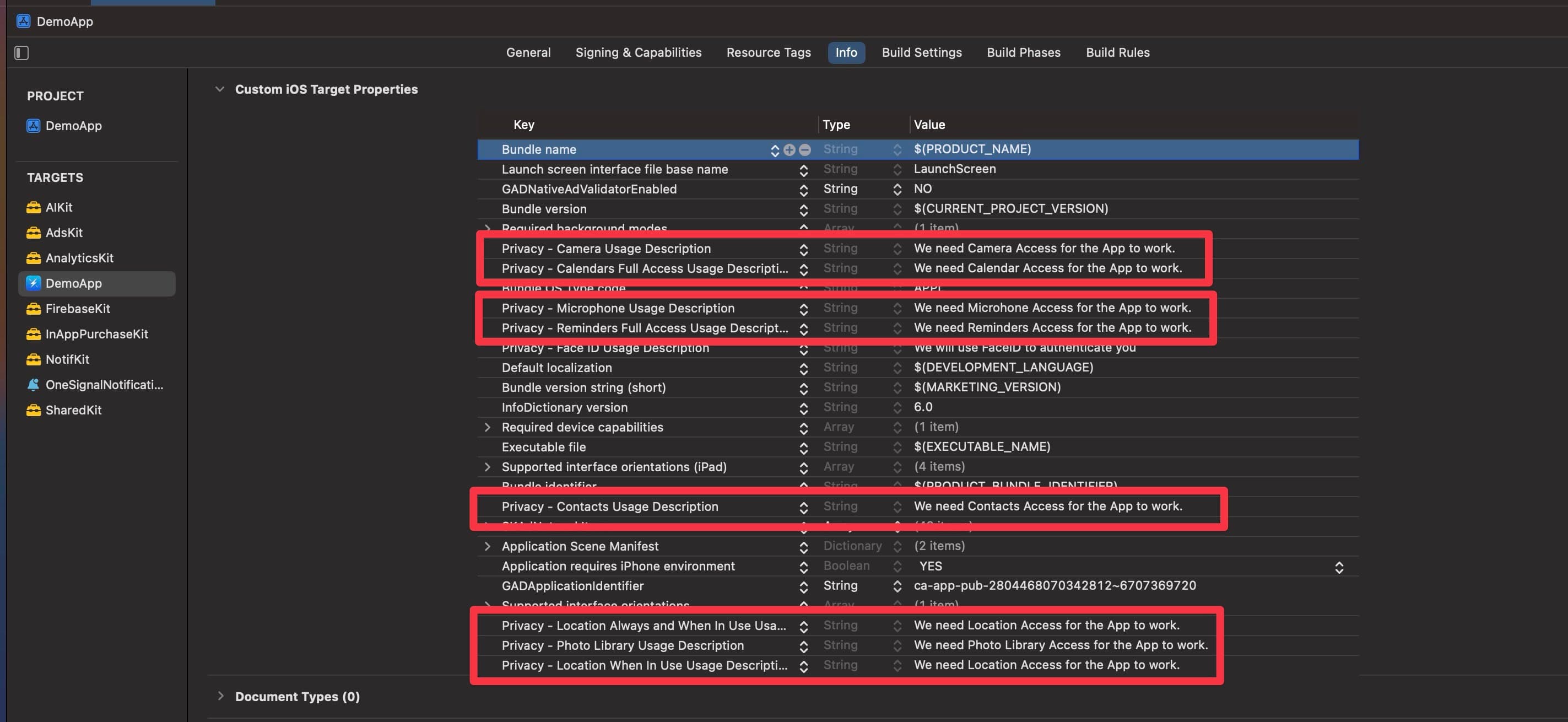 Info.plist Permissions