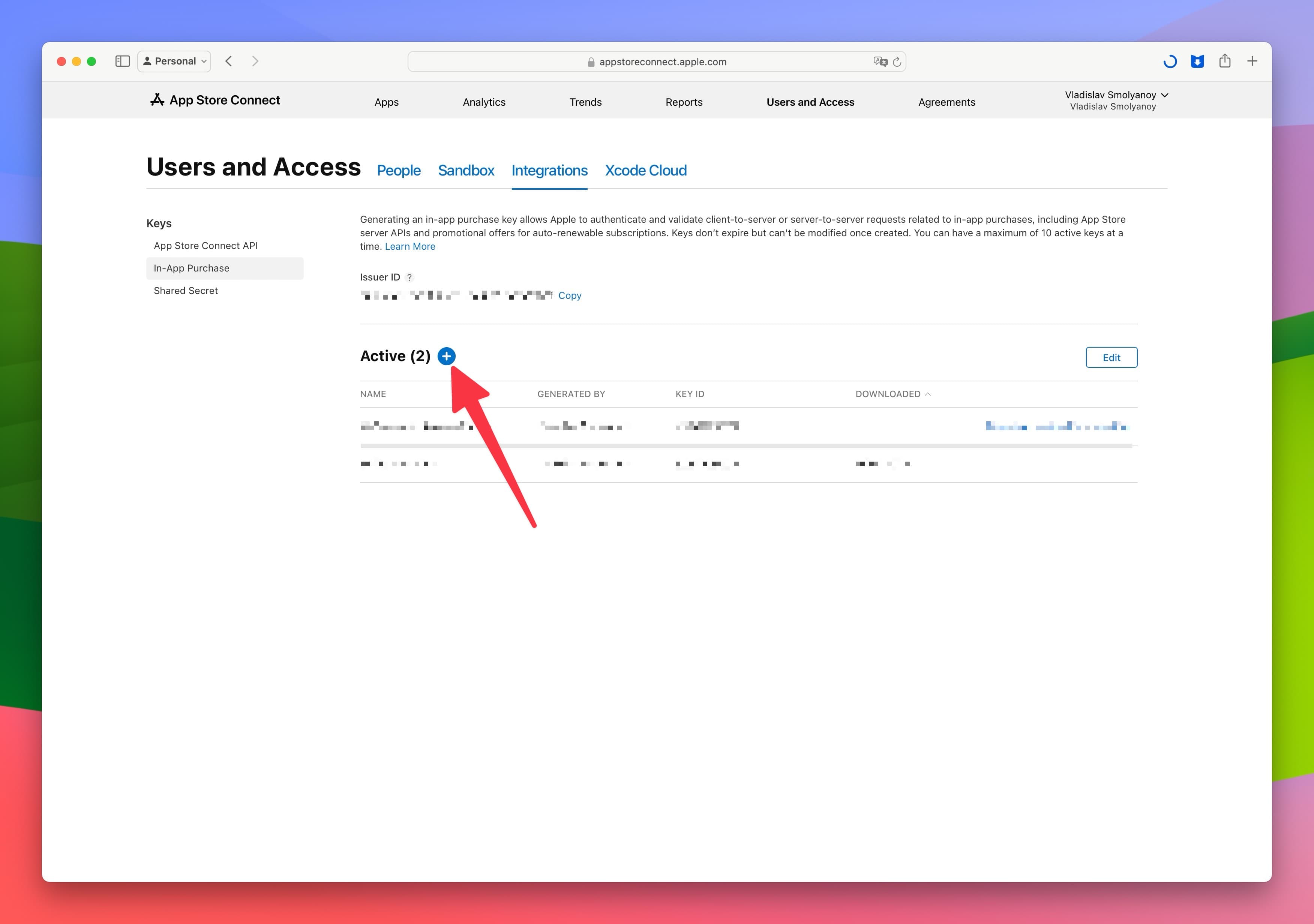 Create New IAP Access Key