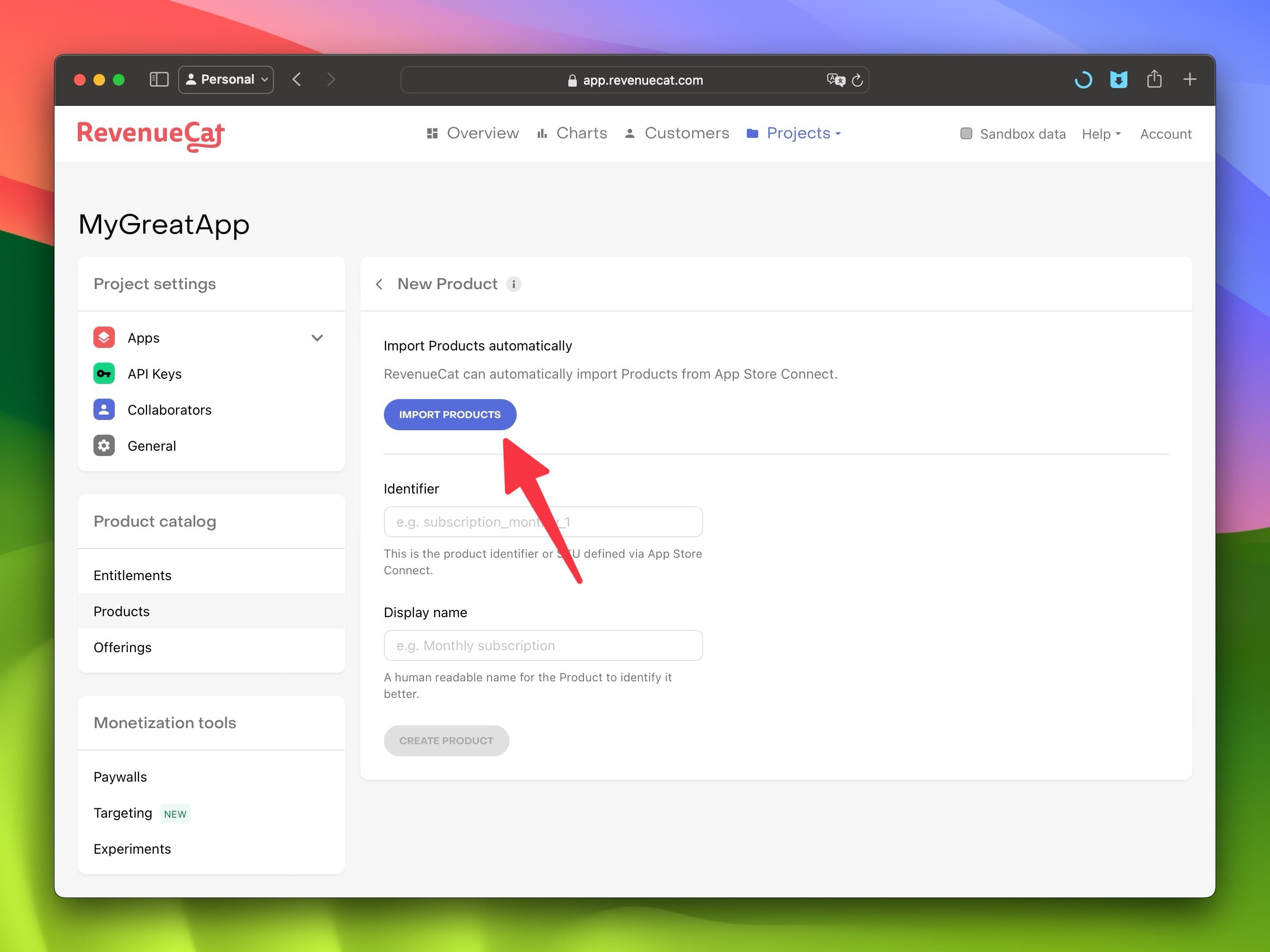 RevenueCat Import Products from App Store Connect