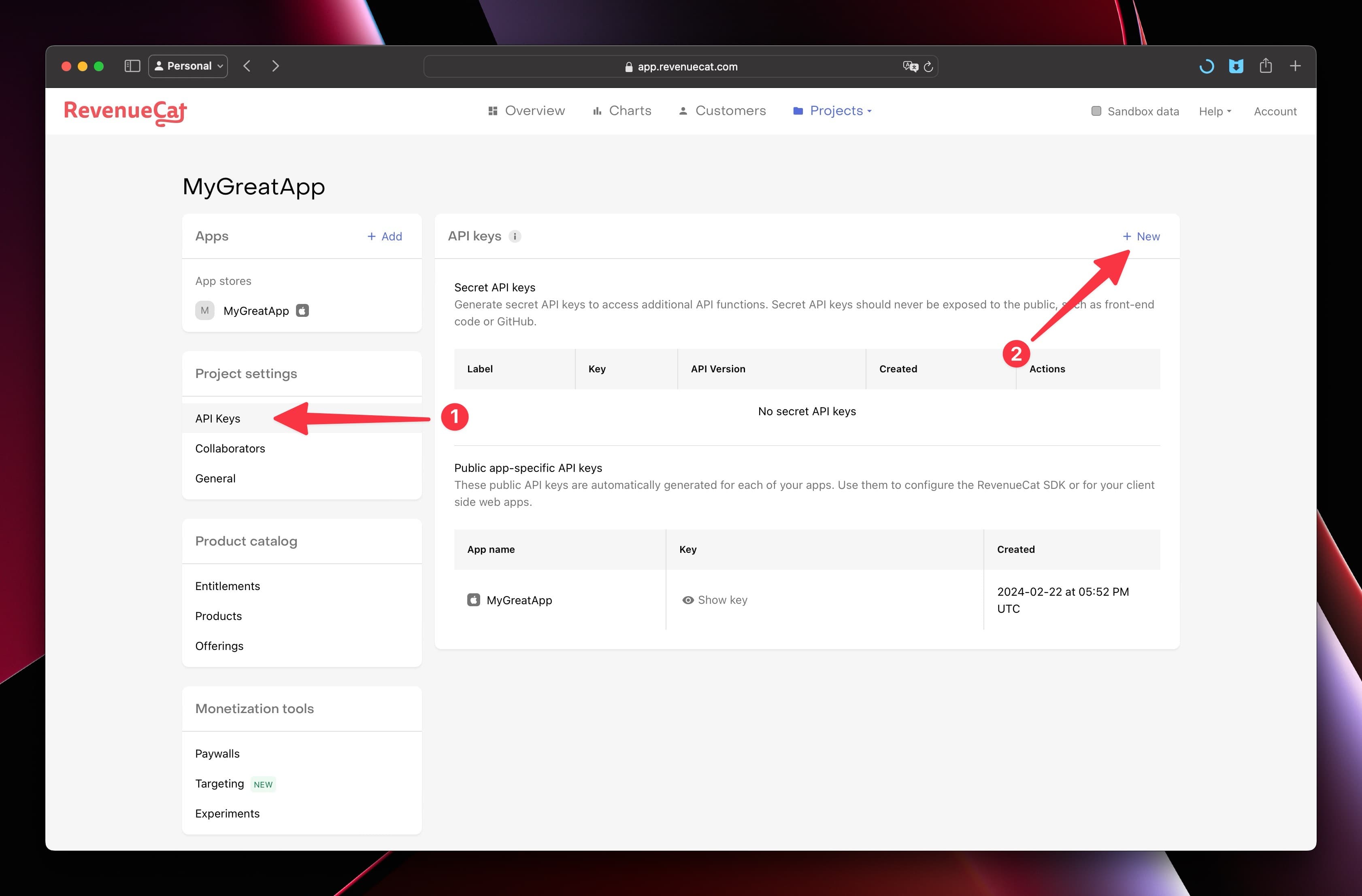 New RC API Key 1