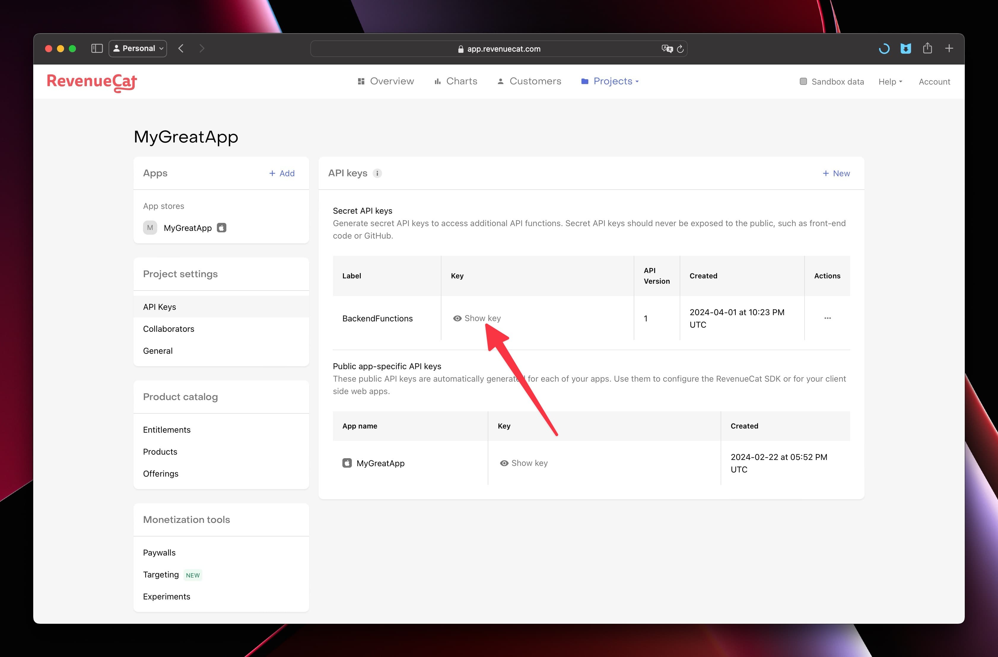 New RC API Key 3