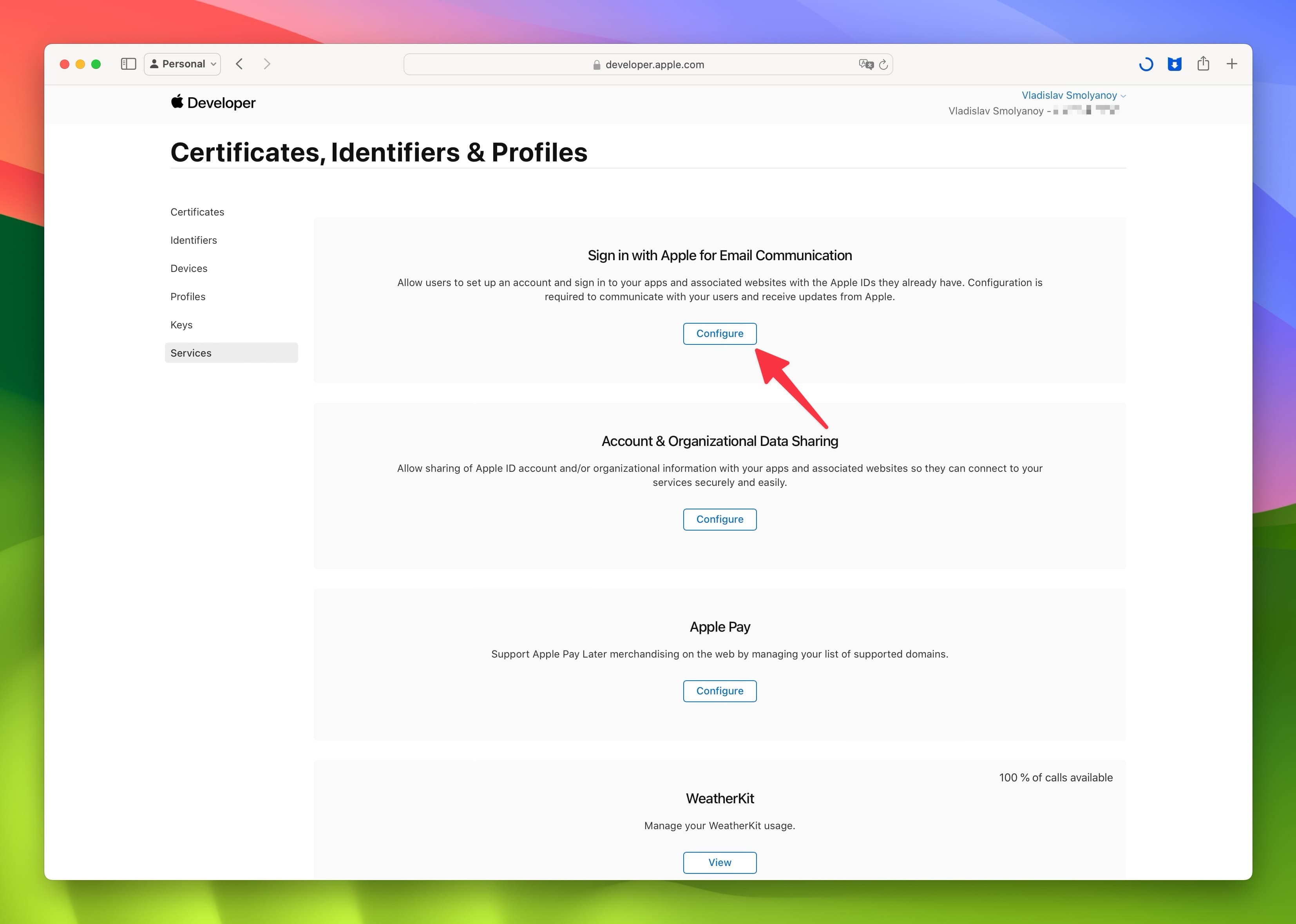 Apple Developer Services Section