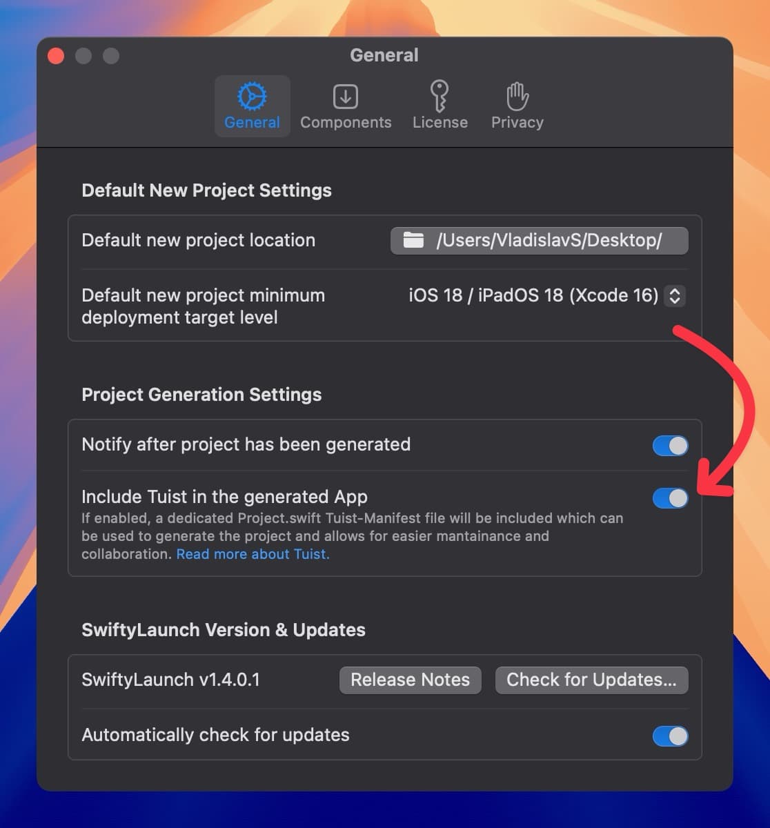 SwiftyLaunch Settings