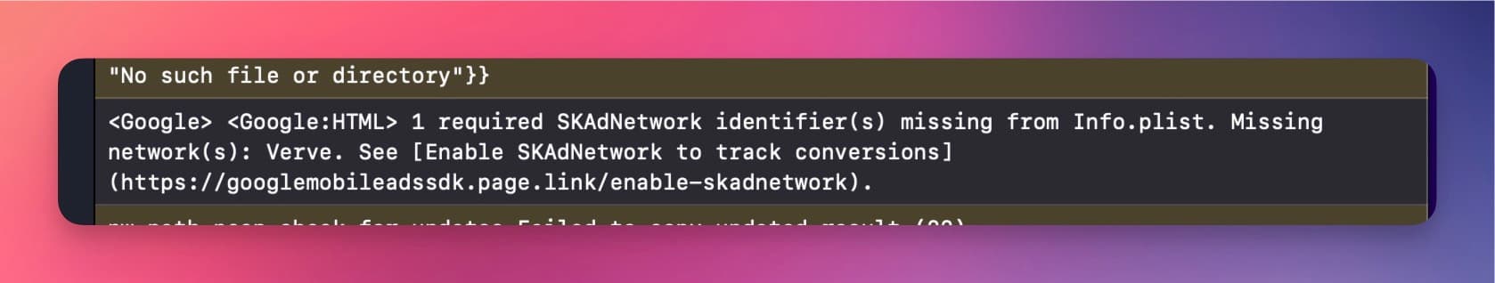 SKAdNetwork Identifiers Missing