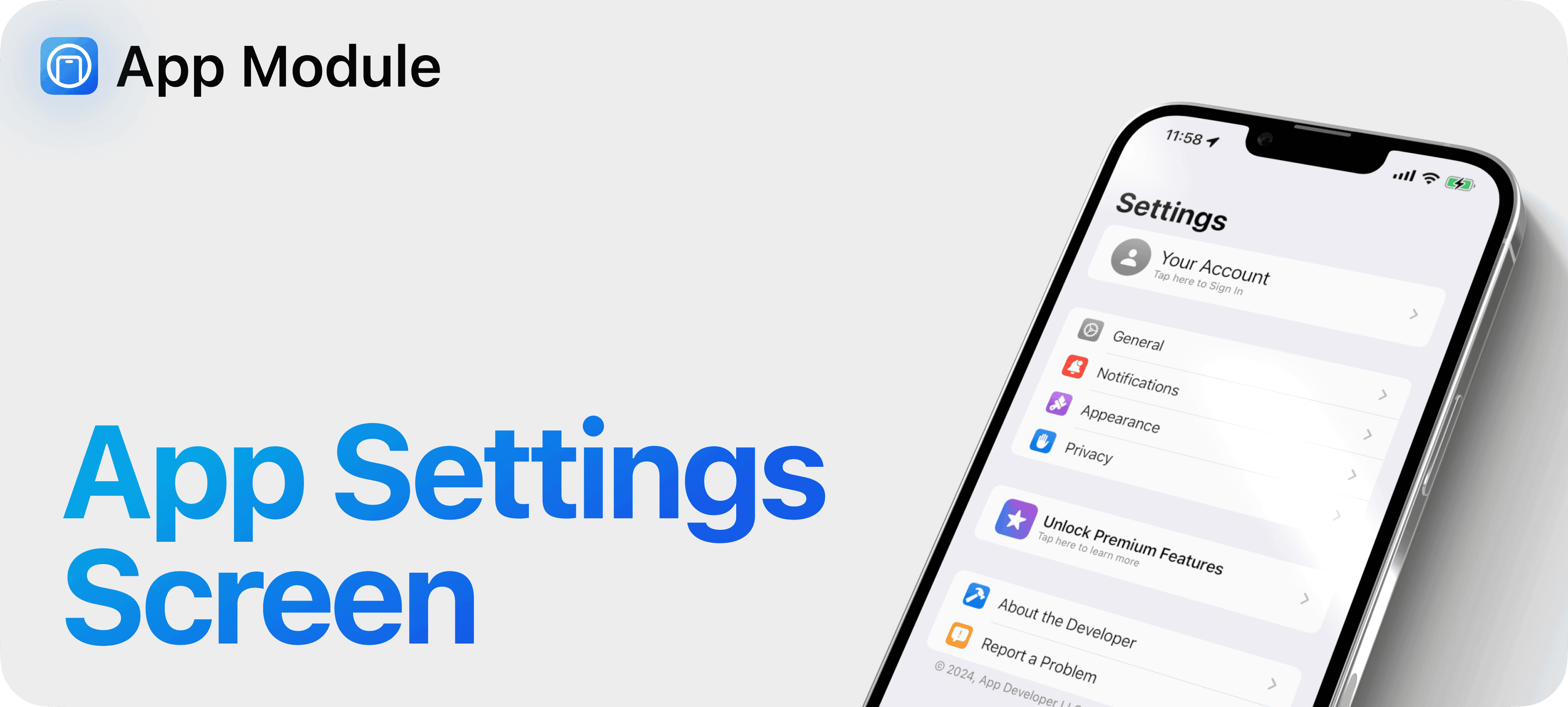 App (SwiftyLaunch Module) - App Settings Screen